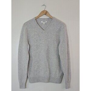 Goodthreads 100% Lambswool Sweater Gray V Neck Mens Medium Soft